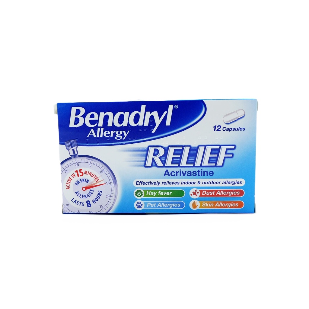 BENADRYL ALLERGY RELIEF CAPS 12'S