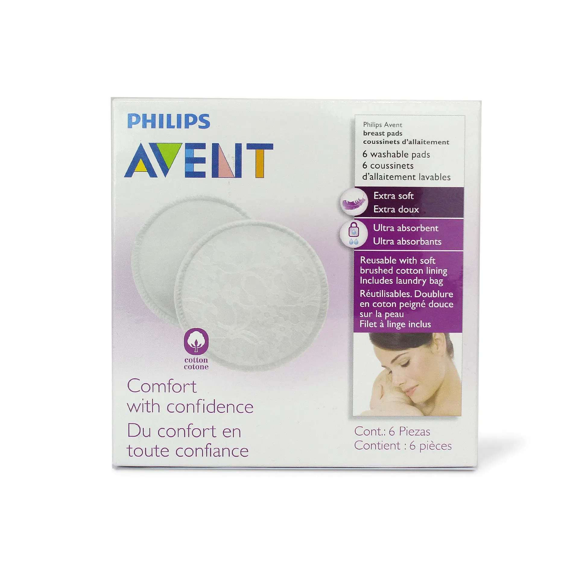 AVENT WASHABLE BREAST PADS 6S